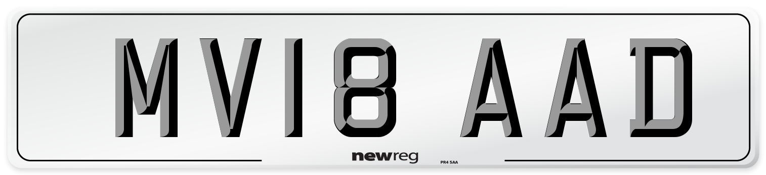 MV18 AAD Number Plate from New Reg